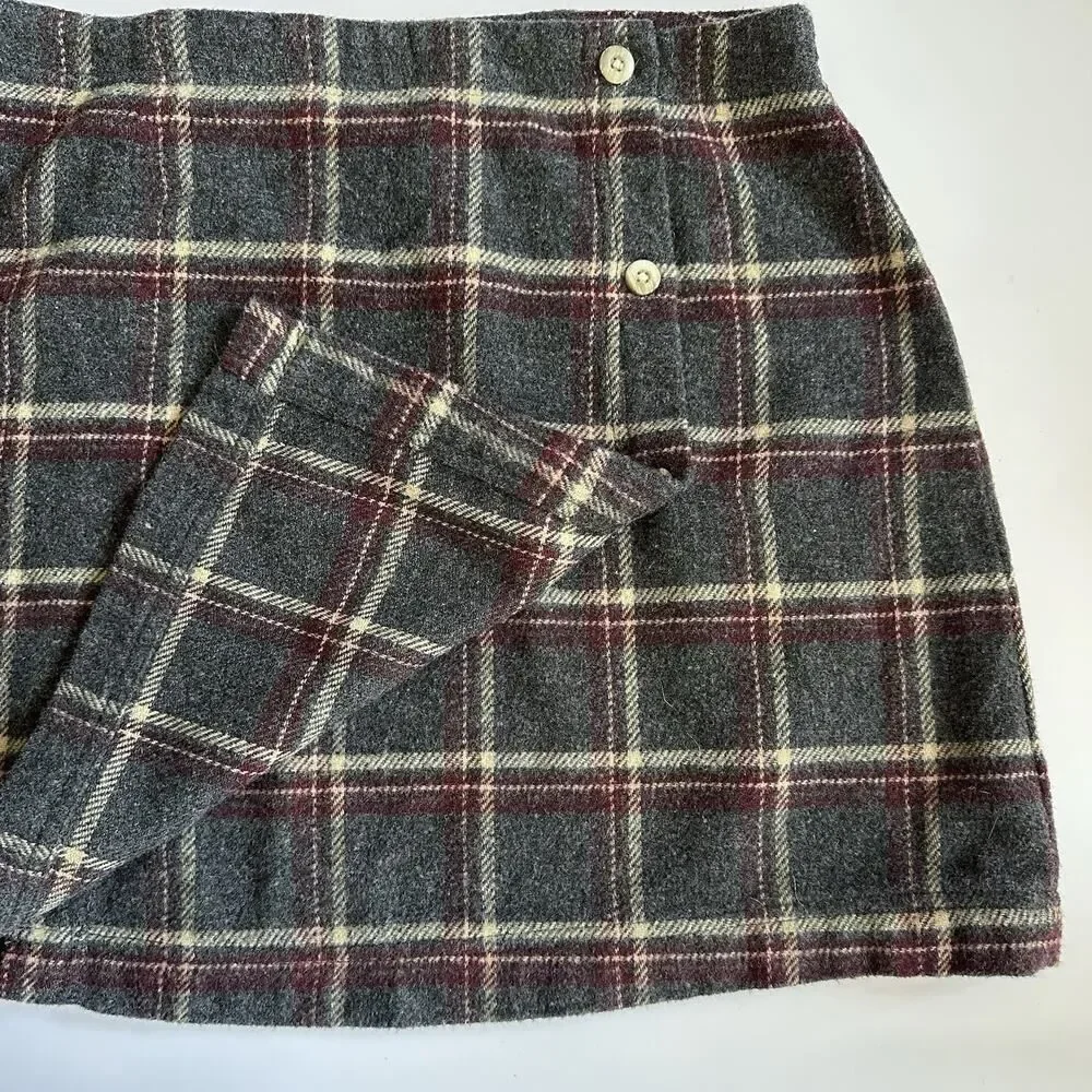 Vintage American Outfitters‎ Wrap Skirt Mini Plaid Gray Y2K Academia School Girl